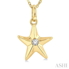 1/50 ctw Starfish Petite Round Cut Diamond Fashion Pendant With Chain in 10K Yellow Gold
