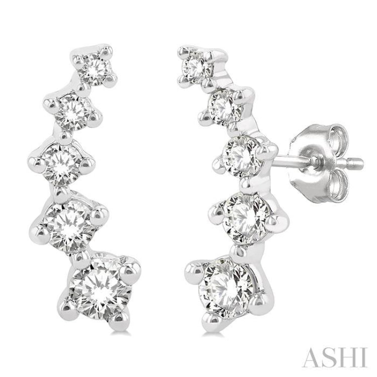 1/4 ctw Round Cut Diamond Petite Fashion Climbers in 14K White Gold