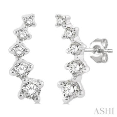 1/4 ctw Round Cut Diamond Petite Fashion Climbers in 14K White Gold