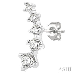 1/4 ctw Round Cut Diamond Petite Fashion Climbers in 14K White Gold