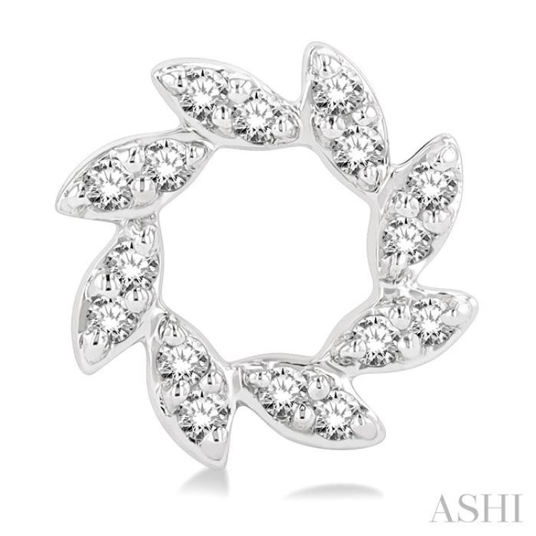 1/10 ctw Floral Petite Round Cut Diamond Fashion Stud Earring in 10K White Gold