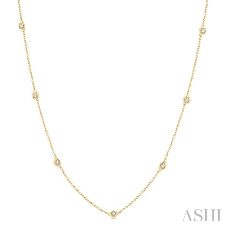 1/3 ctw Round Cut Diamond Station Necklace in 14K Yellow Gold