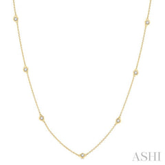 1/3 ctw Round Cut Diamond Station Necklace in 14K Yellow Gold