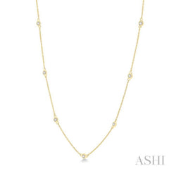 1/3 ctw Round Cut Diamond Station Necklace in 14K Yellow Gold