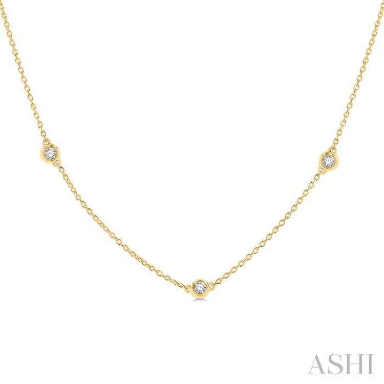 1/3 ctw Round Cut Diamond Station Necklace in 14K Yellow Gold