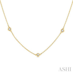 1/3 ctw Round Cut Diamond Station Necklace in 14K Yellow Gold