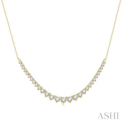 2 ctw Graduated Diamond Smile Necklace in 14K Yellow Gold
