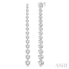 2 ctw Round Cut Diamond Riviera Drop Earring in 14K White Gold