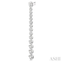 2 ctw Round Cut Diamond Riviera Drop Earring in 14K White Gold