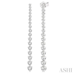 1 ctw Round Cut Diamond Riviera Drop Earring in 14K White Gold