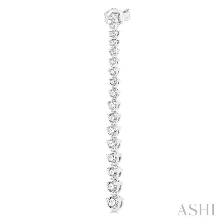 1 ctw Round Cut Diamond Riviera Drop Earring in 14K White Gold