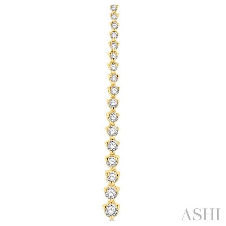 1 ctw Round Cut Diamond Riviera Drop Earring in 14K Yellow Gold