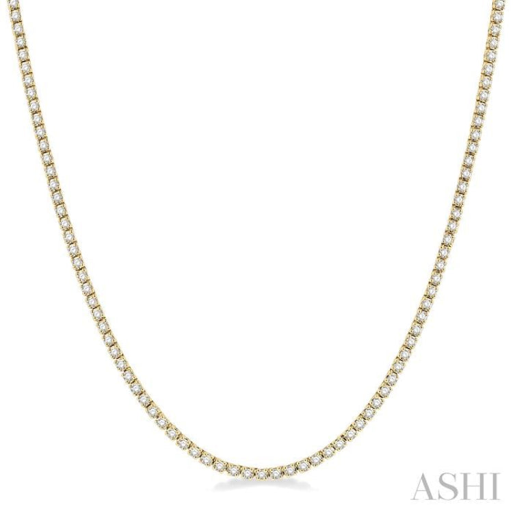 3.00 ctw Round Cut Diamond Tennis Necklace in 14K Yellow Gold