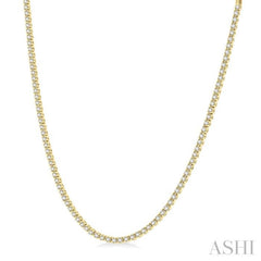 3.00 ctw Round Cut Diamond Tennis Necklace in 14K Yellow Gold