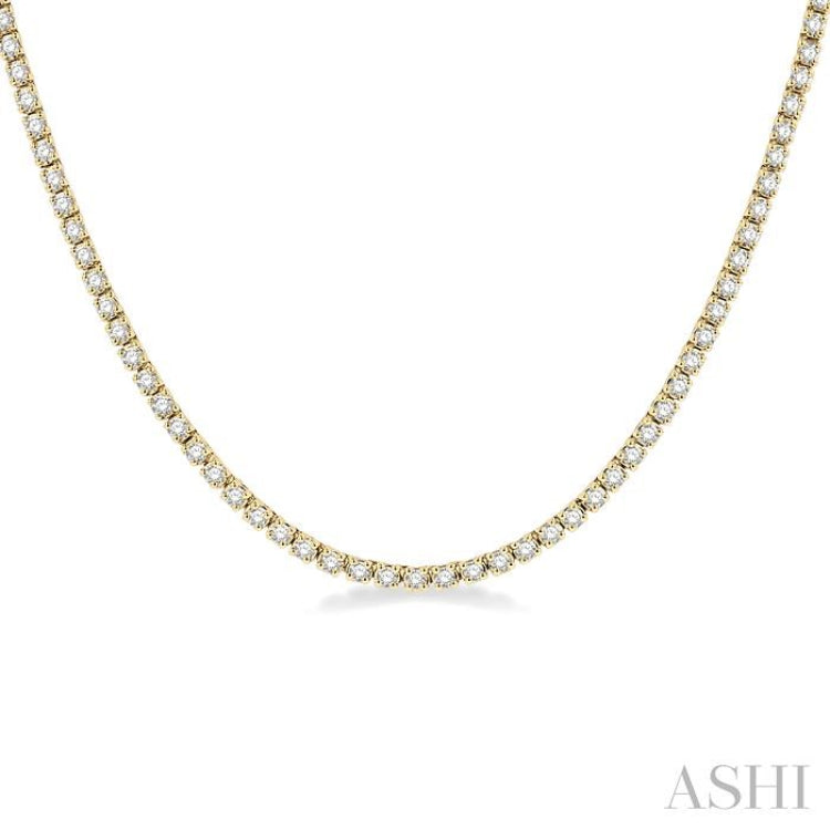 3.00 ctw Round Cut Diamond Tennis Necklace in 14K Yellow Gold