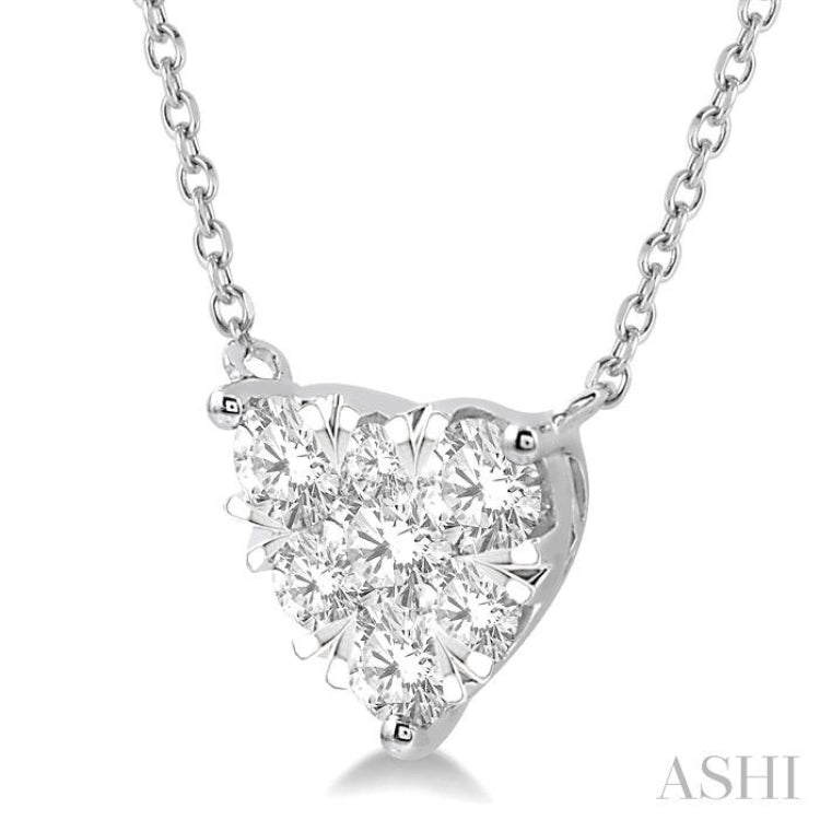 1 ctw Lovebright Diamond Heart Pendant With Chain in 14K White Gold