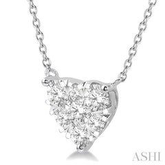 1 ctw Lovebright Diamond Heart Pendant With Chain in 14K White Gold