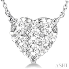 1 ctw Lovebright Diamond Heart Pendant With Chain in 14K White Gold
