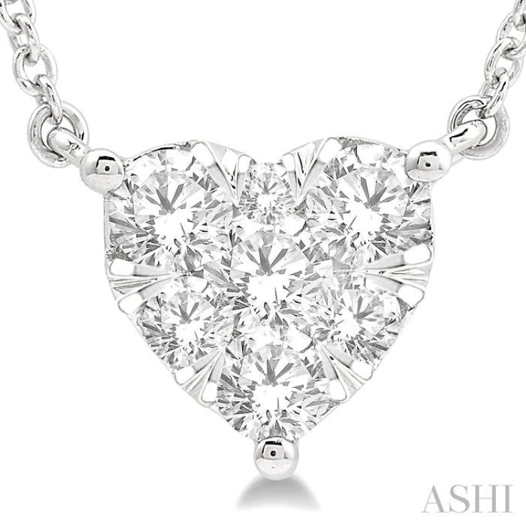1/2 ctw Lovebright Diamond Heart Pendant With Chain in 14K White Gold
