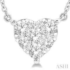 1/2 ctw Lovebright Diamond Heart Pendant With Chain in 14K White Gold