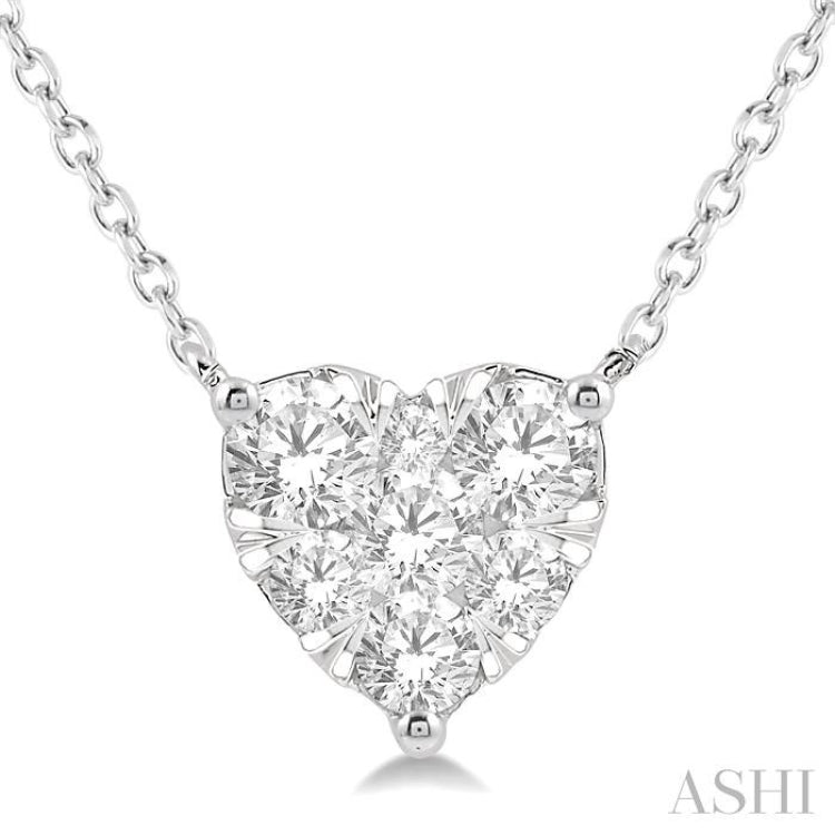 3/4 ctw Lovebright Diamond Heart Pendant With Chain in 14K White Gold
