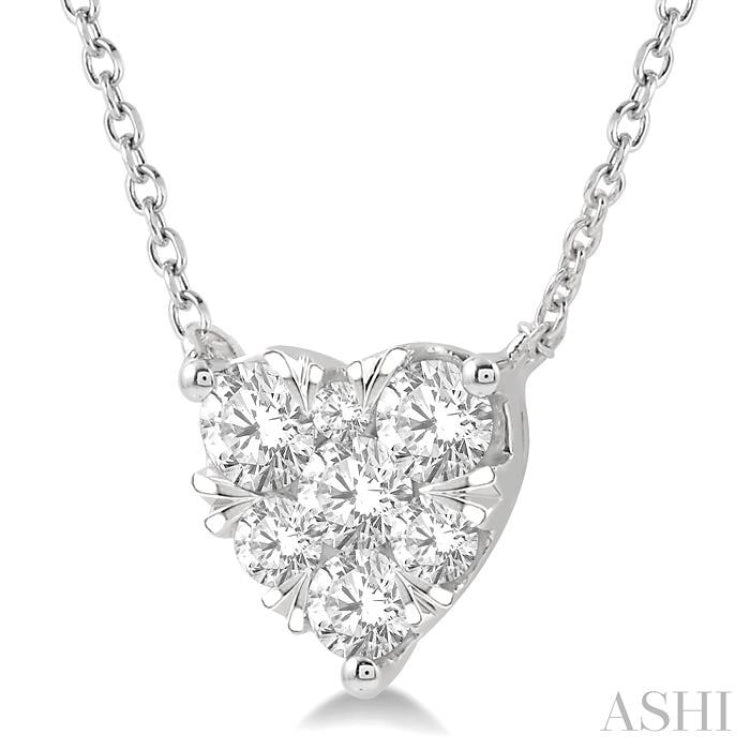 3/4 ctw Lovebright Diamond Heart Pendant With Chain in 14K White Gold