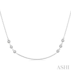 3/4 ctw Round Cut Diamond Station Necklace in 14K White Gold