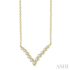 1/4 ctw Chevron Round Cut Diamond Necklace in 14K Yellow Gold