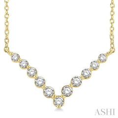 1/4 ctw Chevron Round Cut Diamond Necklace in 14K Yellow Gold
