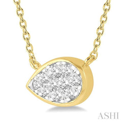 1/6 ctw Pear Shape Lovebright Diamond Pendant With Chain in 14K Yellow and White Gold