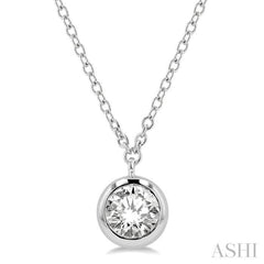 1/2 ctw Round Cut Diamond Pendant With Chain in 14K White Gold