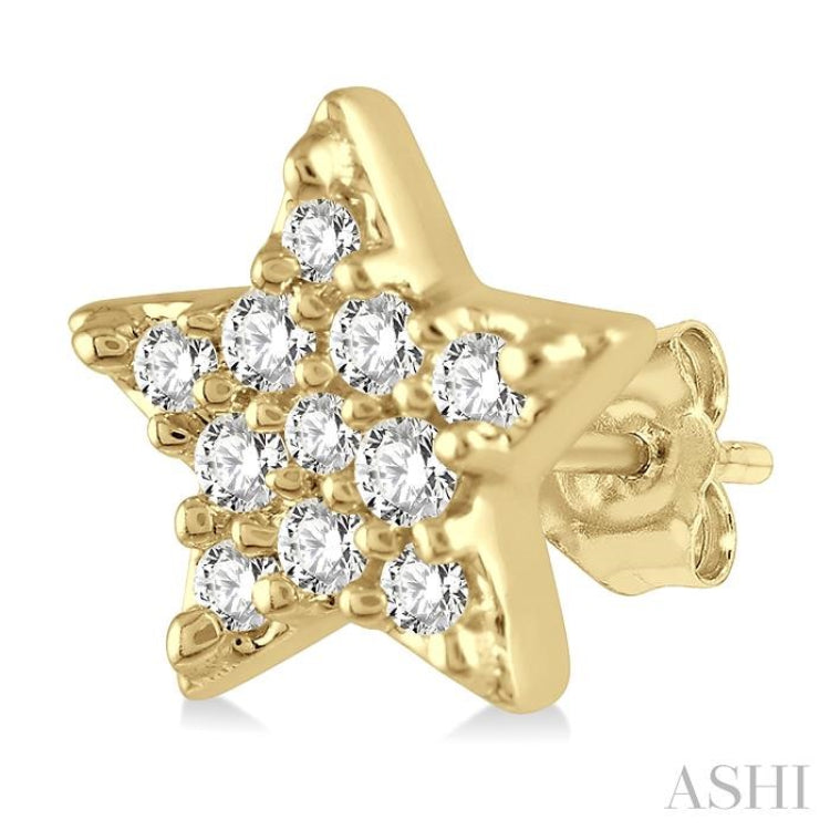 1/10 ctw Star Round Cut Diamond Petite Fashion Earring in 10K Yellow Gold