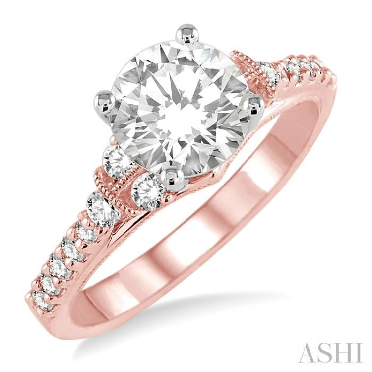 3/8 ctw Diamond Semi-Mount Engagement Ring in 14K Rose and White Gold