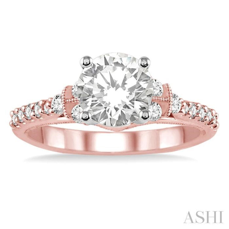 3/8 ctw Diamond Semi-Mount Engagement Ring in 14K Rose and White Gold