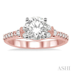 3/8 ctw Diamond Semi-Mount Engagement Ring in 14K Rose and White Gold