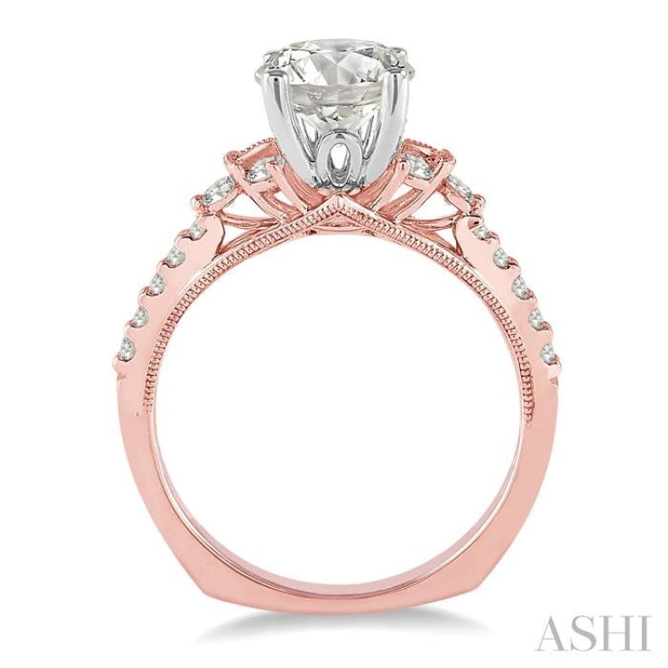 3/8 ctw Diamond Semi-Mount Engagement Ring in 14K Rose and White Gold