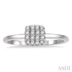 1/8 ctw Cushion Shape Round Cut Diamond Petite Fashion Ring in 10K White Gold