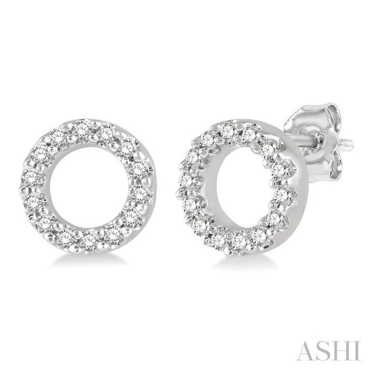 1/10 ctw Circular Round Cut Diamond Petite Fashion Earring in 10K White Gold