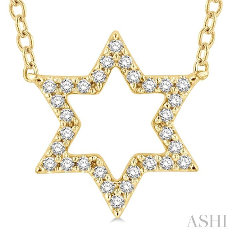 1/10 ctw Star of David Petite Round Cut Diamond Fashion Pendant With Chain in 10K Yellow Gold