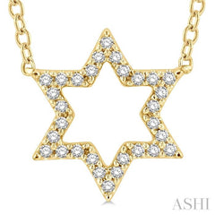 1/10 ctw Star of David Petite Round Cut Diamond Fashion Pendant With Chain in 10K Yellow Gold
