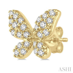 1/5 ctw Butterfly Motif Round Cut Diamond Petite Fashion Earring in 10K Yellow Gold