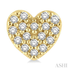 1/10 ctw Heart Charm Round Cut Diamond Petite Fashion Earring in 10K Yellow Gold