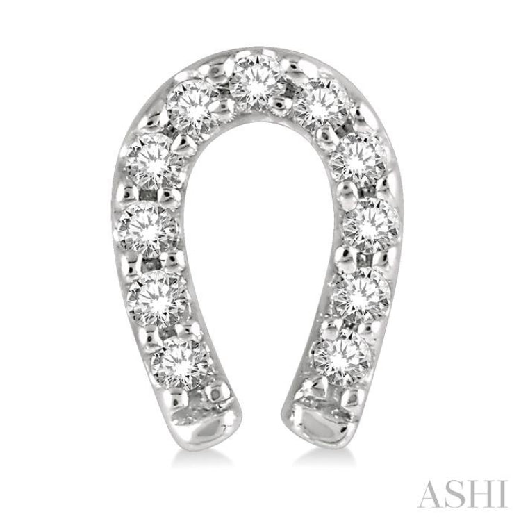 1/10 ctw Horseshoe Charm Round Cut Diamond Petite Earring in 10K White Gold