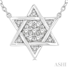 1/10 ctw Star of David Petite Round Cut Diamond Fashion Pendant With Chain in 10K White Gold