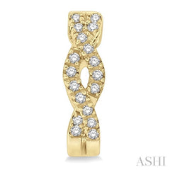 1/6 ctw Entwined Round Cut Diamond Huggie Petite Earrings in 10K Yellow Gold