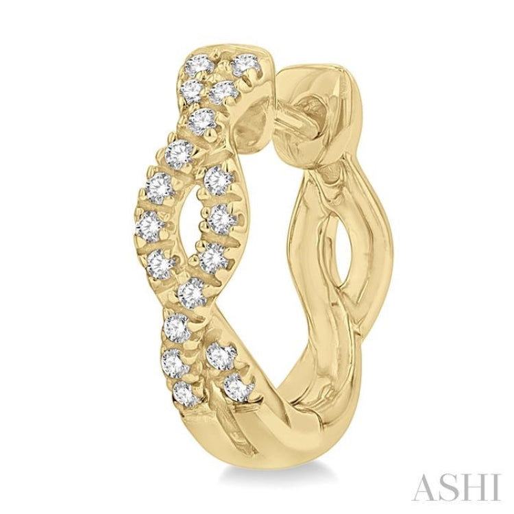 1/6 ctw Entwined Round Cut Diamond Huggie Petite Earrings in 10K Yellow Gold