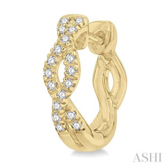 1/6 ctw Entwined Round Cut Diamond Huggie Petite Earrings in 10K Yellow Gold