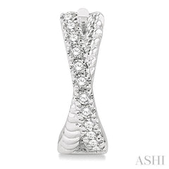 1/6 ctw Petite Criss-Cross Rope and Round Cut Diamond Fashion Huggies in 10K White Gold