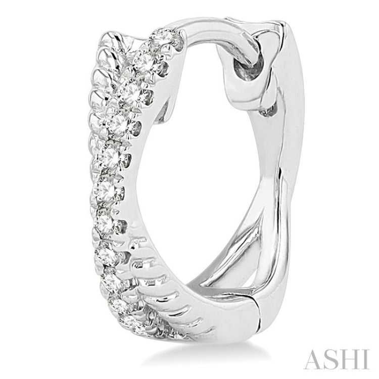 1/6 ctw Petite Criss-Cross Rope and Round Cut Diamond Fashion Huggies in 10K White Gold