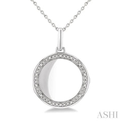 1/10 ctw Circle Shape Round Cut Diamond Keepsake Locket Pendant With Chain in Sterling Silver